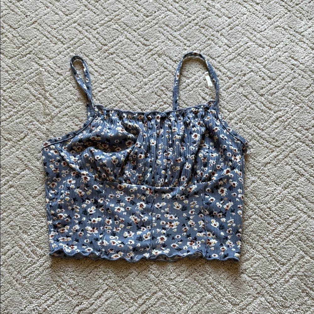 Papermoon Blue and White Ruched Crop Camisole
